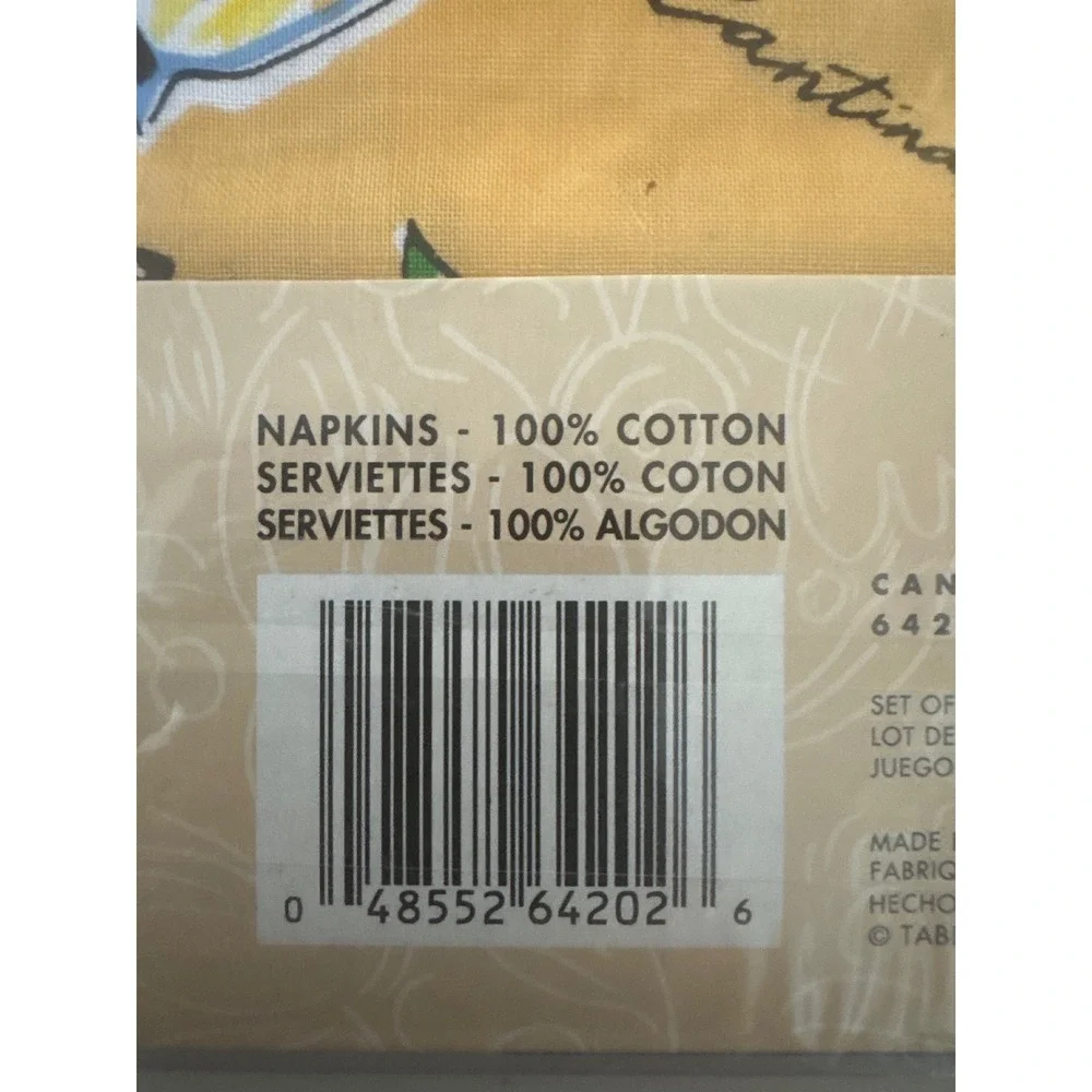VTG Invitations Tabletops Unlimited Cantina Cotton Napkins Yellow 20x20 Set of 4